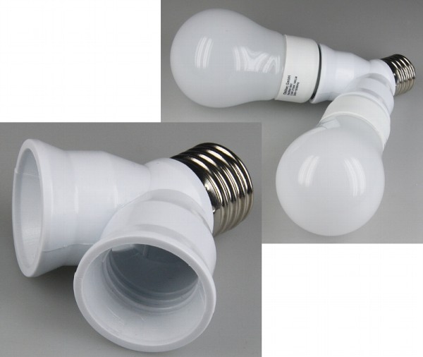 1* Lampensockel Y-Adapter von Sockel E27 &gt; 2* E27 Fassung Leuchten Verdoppler