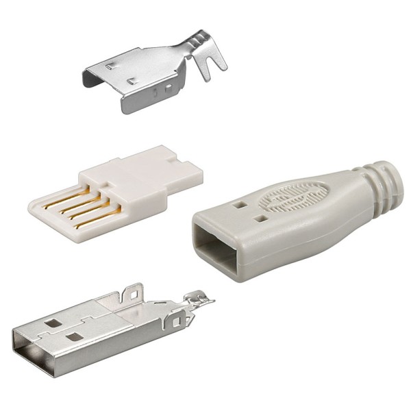 1 Stück USB 2.0 A Stecker zum selber löten für Reparaturen inklusive Tülle